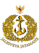 Indonesian Navy emblem with anchor, laurels, and Garuda, and text JALESVEVA JAYAMAHE below.