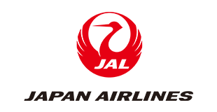 JAL Red circular Japan Airlines logo above black Japan Airlines text on a white background.