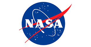 NASA NASA logo with white text, blue background, red swoosh, and white stars.