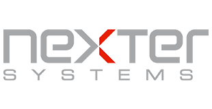 NEXTER Logo for Nextek Systems with stylized text and a red X in the center.
