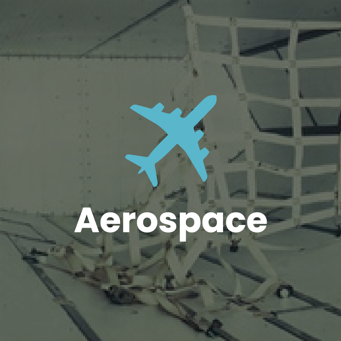 Screenshot 2023-07-20 at 10.34.59 Blue airplane icon and the word Aerospace over a metal structure background.