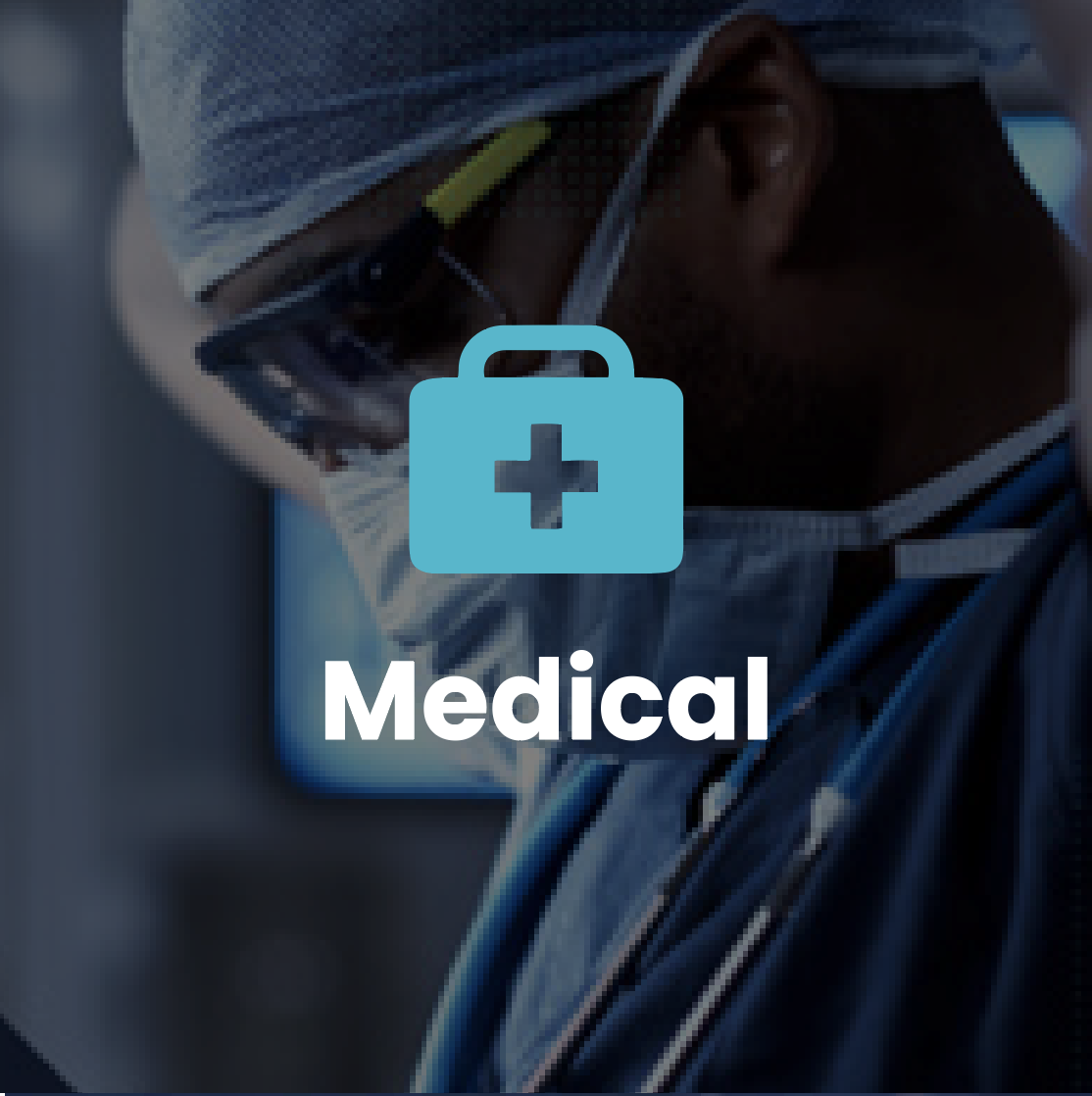 Screenshot 2023-07-20 at 10.35.41 A surgeon in scrubs and mask, with a medical kit icon and the word Medical overlayed.
