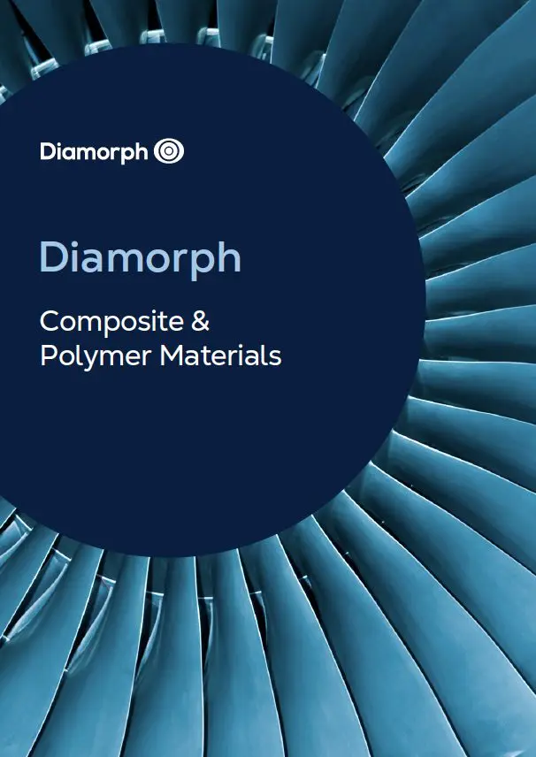 Blue fan blades with a dark blue circular overlay showing Diamorph Composite & Polymer Materials text.