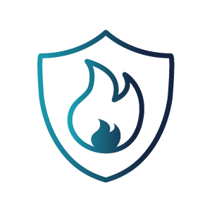 pressure-redistribution_icon_banner v2_v copy 3 (1) Outline of a shield with a flame symbol inside, representing fire safety—ideal for environments using pressure redistribution mattresses to ensure both comfort and protection.
