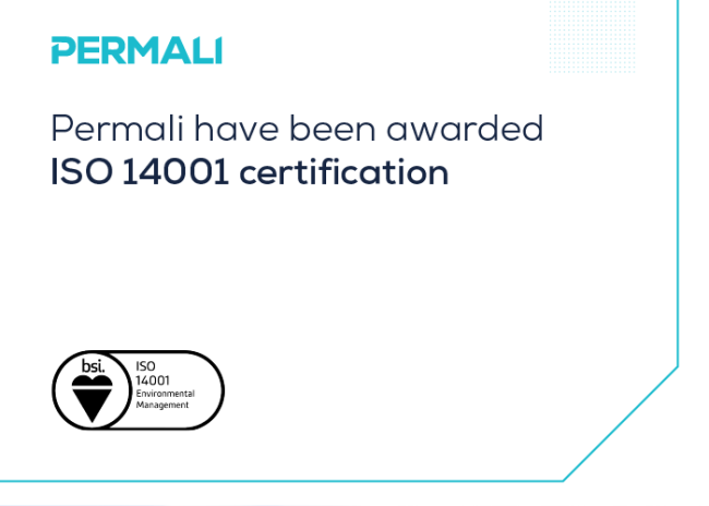 Permali_Iso-14001_Header-Graphic-01 Permali awarded ISO 14001 certification; bsi ISO 14001 Environmental Management badge shown.