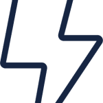 Simple black outline of a lightning bolt, inspired by composite materials, on a light grey background.