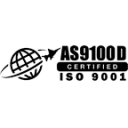 as9100d AS9100D Certified and ISO 9001 logo with globe, jet, and advanced composites graphic.